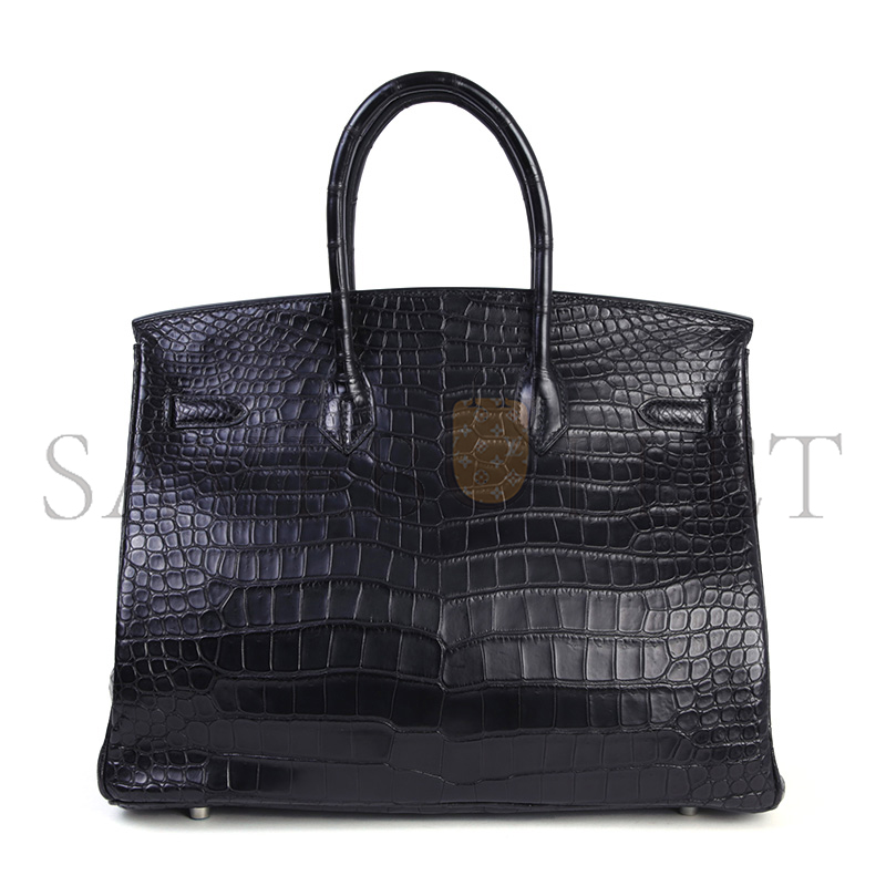 HERMÈS MASTER BIRKIN 35 BLACK MATTE ALLIGATOR PALLADIUM HARDWARE (35*25*18cm)